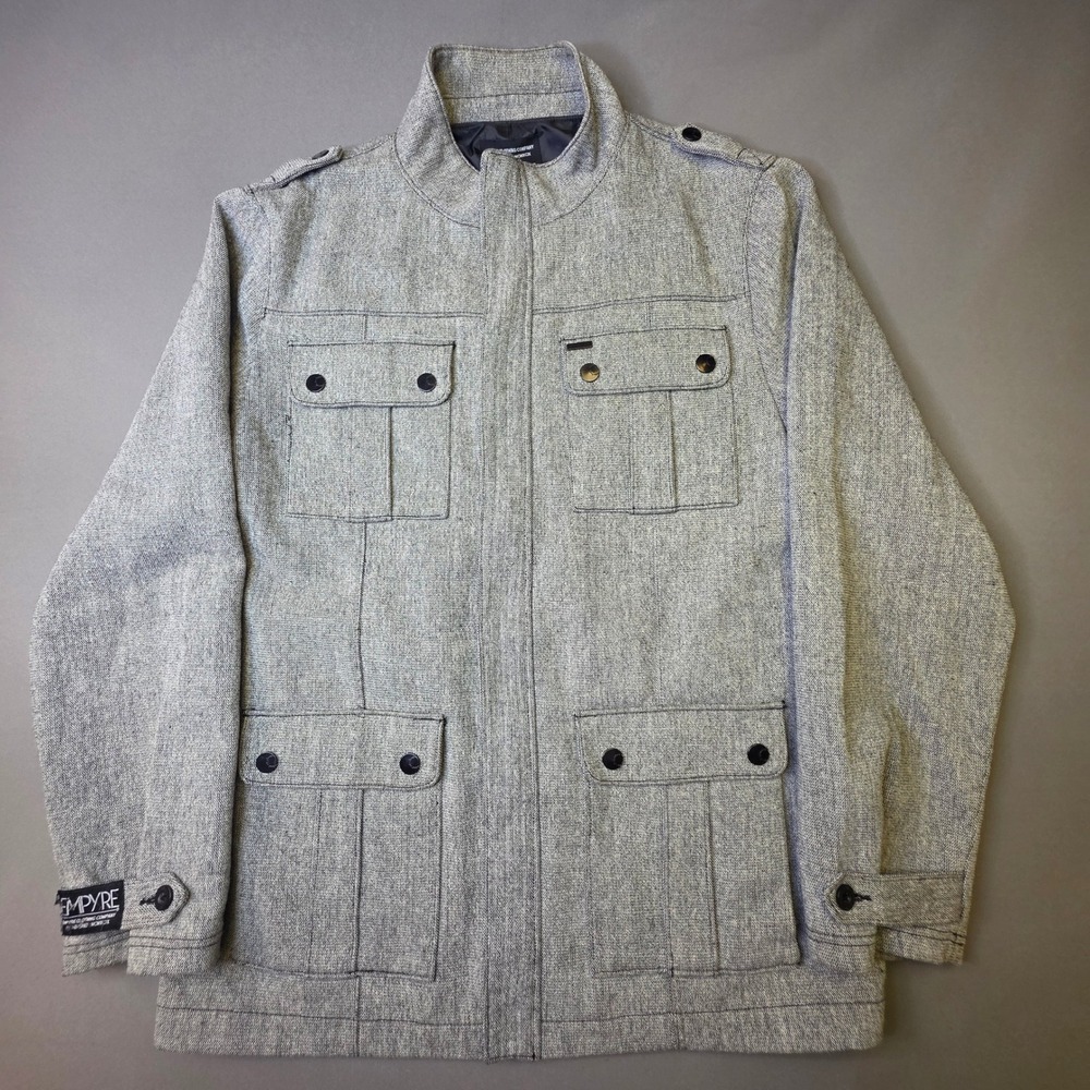 Empyre Field Jacket Mens XXL Grey Excellent Textured Zip Front Utility Coat